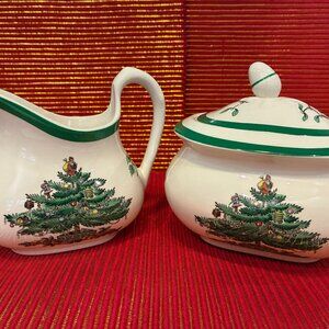 Spode Christmas Tree Sugar and Creamer Set